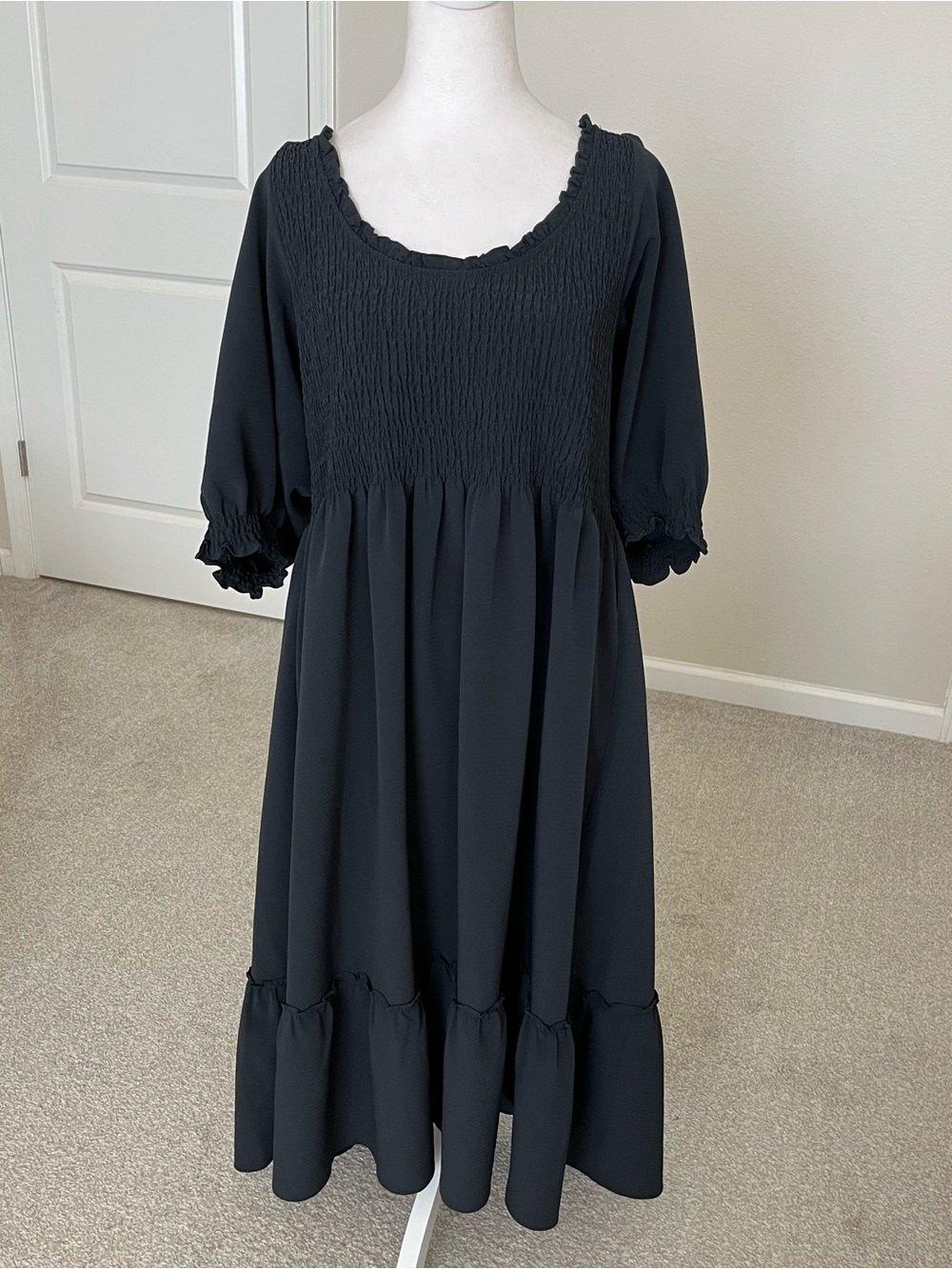 NWOT Hill House Louisa Nap Dress-Black Smocked Bodice Tiered Size XXL
